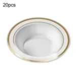 20PCS Disposable Tableware Plastic Salad Soup Bowl High-end Heavy Duty Phnom Penh Banquet Disposable Dessert Plate – angled