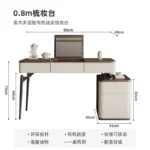 Corner Dressing Table with Mirror and Stool – White Vanity Makeup Desk – side view