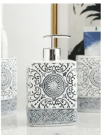 Modern Ceramic Lotion Bottle Soap Dish Toothbrush Holder Bathroom Set Flower Texture Porcelain Shampoo Bottling Soap