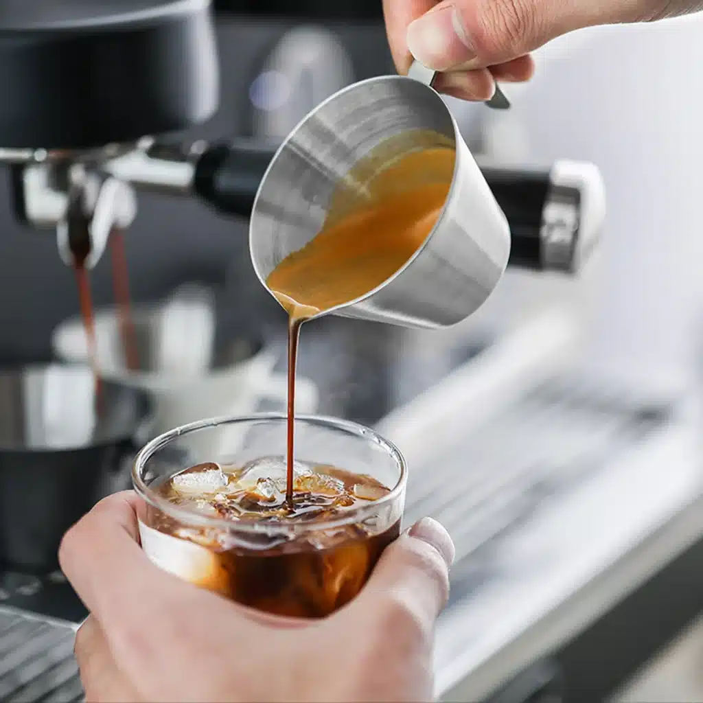MHW-3BOMBER 100ml Stainless Steel Espresso Measuring Cup Single Spout Shot Glass Durable Barista Tool with Precise Scale