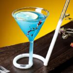 Creative Red Wine Glass Cocktail Whiskey Clear Juice Cup Goblet with Drinking Tube Straw for Wedding Party Home Restaurant