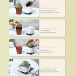 Herb garden planter set with basil, mint, and parsley growing, on a kitchen counter near window.