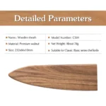 HEZHEN Magnetic knife Sheath Wooden Sheath High Quality Walnut Wood Knife Cover for HEZHEN Chef knife – side view