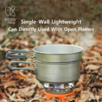 KEITH Pure Titanium Cookware Set ultralight pot and pan with mesh bag for camping