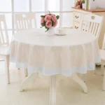 PVC Hotel Waterproof and Oil Proof Large Round Tablecloth Hotel Plastic Round Table Cloth Wash Free and Scald Proof Table