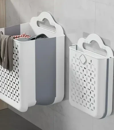 Foldable Laundry Basket Modern Foldable Laundry Basket Plastic Wall-mounted Storage Bin For Clothes Balcony Storage Organizer