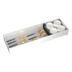 Kitchen drawer organizer with compartments for cutlery and utensils