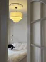 Nordic Minimalist Wabi Sabi Fabric Chandelier Living Dining Room Bedroom Pendant Light Home Indoor Lighting Hanging Lamp