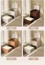 Compact LED Makeup Vanity Desk with Stool and Mirror – angled view