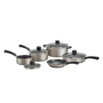 Tramontina 9-Piece Non-Stick Cookware Set, Champagne – top view