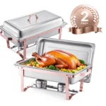SucceBuy 8QT Rectangle Chafing Dish 2/4/6 Packs w/ Full Size Pans Buffet Catering Warmer Server Folding Stand Fuel Holder Tray - Image 9