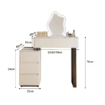 Modern Nordic vanity table with storage drawers and mirror in bedroom setting