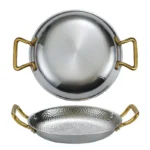 304 stainless steel Spanish seafood rice pot Commercial crayfish plate Flat bottom stewed rice pot Double ear frying pan