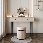 Modern dresser vanity table with mirror and stool — makeup vanity table with ample storage for bedroom