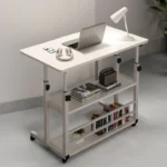 Height Adjustable Bedside Table Multi-Layer Storage Swivel Wheel Home Desk Mobile Laptop Standing Desk for Dormitory and