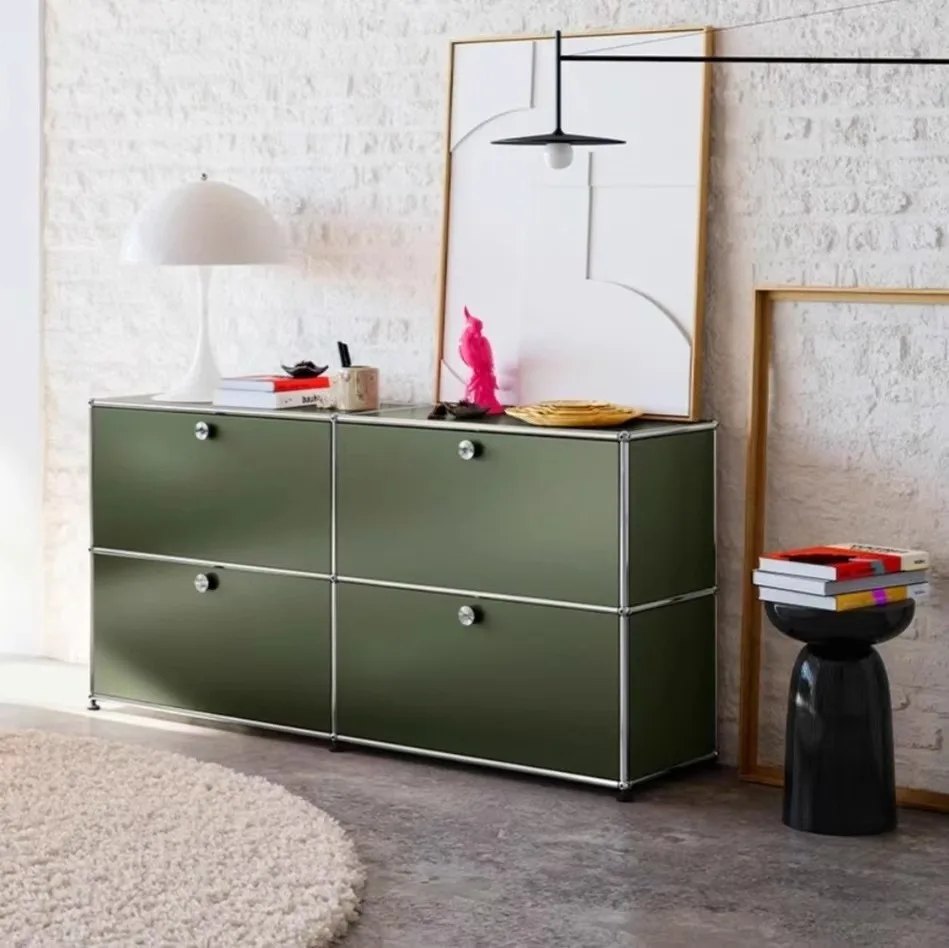 Sa18255d47c9e445bbd5abbe1d75105a6S.webp Sideboard Storage Cabinets Modular Combination Metal Frame for Living Room Office Drawers Customizable Large Storage Olive Green - Image 1