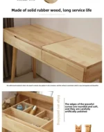 Solid wood dresser with mirror – makeup table with drawer in walnut finish, bedroom storage furniture from Goldoma