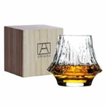 220ML Handmade Volcano Crystal Drinking Glass Cup Tumbler for Whisky Bourbon Cocktail with Gift Box – in a cozy room setting