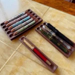 For JINHAO MAJOHN HONGDIAN Bamboo Fountain Pen Holder Desktop Display Rack Wooden Pen Stand Office School Supplies