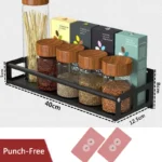 Kitchen Spice Rack Stainless Steel Wall-Mounted Storage Shelves Seasoning Bottle Rack Bathroom Punch-Free Storage Organizer