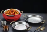 Commercial crayfish plate Flat bottom stewed rice pot Double ear frying pan hotpot 304 stainless steel Spanish seafood rice