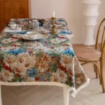 European Flower Tablecloth Decor Home Vintage Oil Paint Cloth Tablecloth Pastoral Style Floral Jacquard Cloths Table