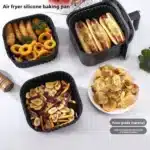 Square Silicone Air Fryer Basket Pan Reusable Food Safe Baking Mold for Oven BBQ Barbecue Cooking Kitchen Bakeware Pastry