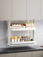 Smart Pull Down Cabinet Organizer Touch Control Lift Shelf LED Upper Storage Senior Handicap High Ceiling Kitchen Accessory