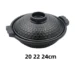 Black aluminum alloy Japanese hot pot casserole with lid on wooden table