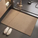 Quick dry bath mat with braided chenille texture in a modern bathroom