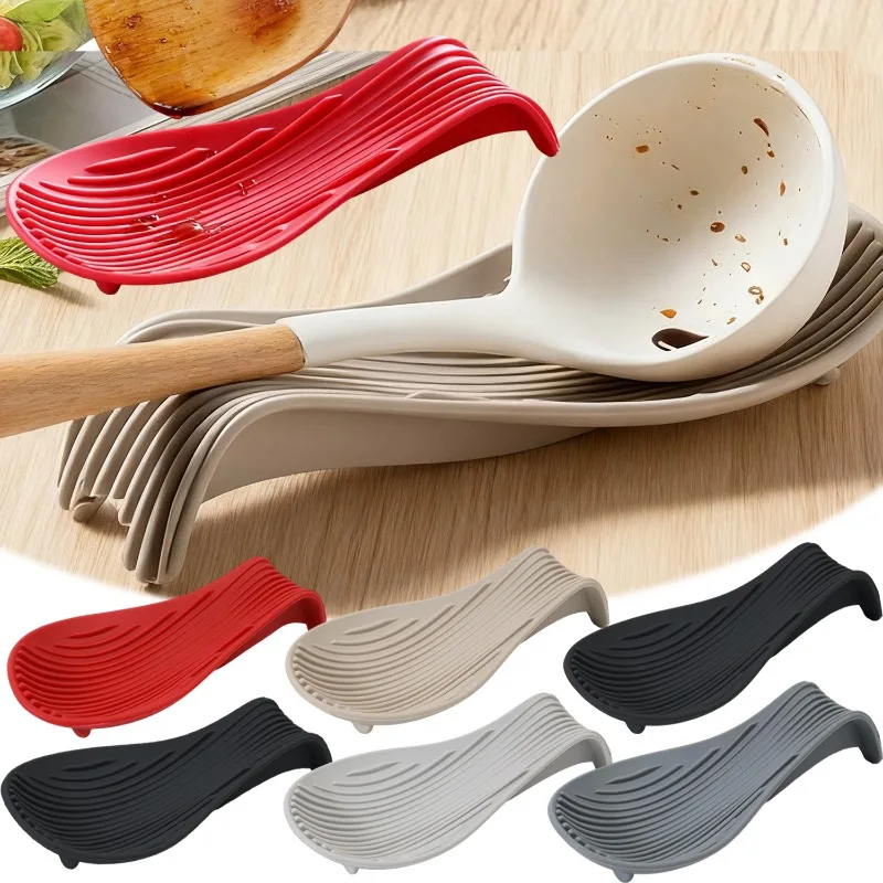 Insulated Spoon Pad Silicone Spoon Holder Heat Resistant Placemat Tray Spatula Cutlery Shelve Kitchen Utensils Kitchenware Tools