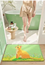 Adorable Cat Print Bath Mat, Premium Thick Sponge, Super Absorbent & Quick Dry, Non-Slip Bathroom Rug, Soft Rebound