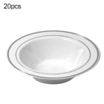 20PCS Disposable Tableware Plastic Salad Soup Bowl High-end Heavy Duty Phnom Penh Banquet Disposable Dessert Plate – in a