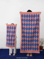 Striped Geometric Rhombuses Cotton Towels Soft Absorbent Face Towel Combed Long Staple Kids Hands Towel Adult Bath Household