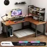 47 in Computer Desk with Drawer, Storage Cabinet Shelve, L Shape Home Office Reversible Study Table, Wood Executive Writing