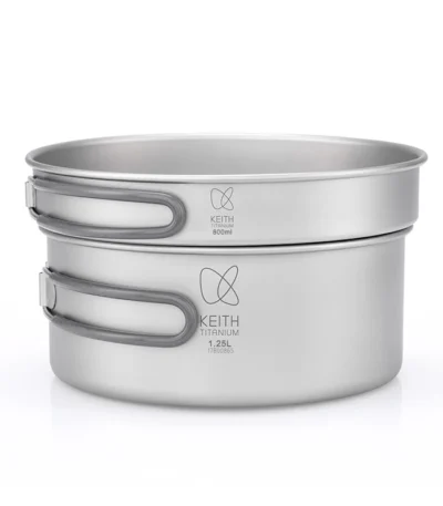 KEITH Pure Titanium Cookware Set ultralight pot and pan with mesh bag for camping