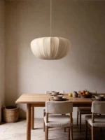 Nordic Minimalist Wabi Sabi Fabric Chandelier Living Dining Room Bedroom Pendant Light Indoor Home Decor Hanging Lamp