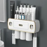 Magnetic Adsorption Inverted Toothbrush Holder 2 Automatic Toothpaste Squeezer Dispenser Storage Rack Bathroom Accessories