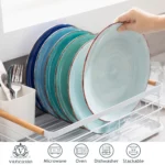 vancasso Bonita Blue 10.4 inch Dinner Plate Set of 6, Handpainted Big Plate Set in Rustic Look, 26.5cm Serving Plate for