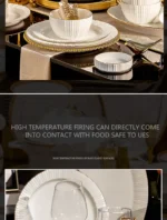 Relief Sculpture Gold Inlay Ceramic Rice Bowl Dishes Beef Steak Plate Fish Plate Premium Ceramic Tableware 1pcs - Image 26