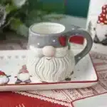 Nordic Santa Claus Ceramic Dishes and Tableware Relief Rice Salad Bowl Western Style Flat Plate Cup Teapot – close-up detail