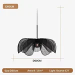 WabiSabi Japan Minimalist LED Ceiling Pendant Light Fabric Flower Chandelier Home Decoration Hotel Restaurant Island Indoor