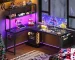 53 Inch L Shaped Gaming Desk with LED Lighting, Reversible Desk with Power Outlets, Customized