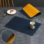 Luxury Placemat Leather Waterproof Double Layer Cowhide Western Food Mat Hotel Insulation Mat Placemats for Dinning Table