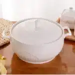 Ceramic Soup Pot Nordic Phnom Penh White Round 2.6L Large Bowl with Lid Cooking Utensils Household Kitchen Supplies