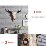 Creative 3D Longhorn Cow Skull Head Ornament Wall Hanging Resin Animal Statue Crafts Home Office Decor Retro Bull Skull