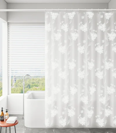 Shower Curtain White Floral Printed 200cm Bathroom Shower Curtains Pvea Fabric Luxury Romatic Style Waterproof Bathroom