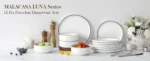 MALACASA 12/24 Piece Black Rim Ceramic Porcelain Dinnerware Set with 4/8 Pcs Dinner/Dessert Plates/Bowl Tableware Set for 4