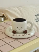 Creative Footprint Ceramic Coffee Cup & Saucer, Hot Sale Aesthetic Mug, Cute Drinkware for Living Room & Home – in a