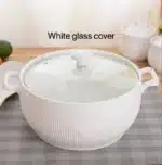 Ceramic Soup Pot Nordic Phnom Penh White Round 2.6L Large Bowl with Lid Cooking Utensils Household Kitchen Supplies Tableware